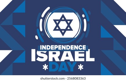 Israel Independence Day. National holiday, celebrated annual. Israel flag. Star of David, jewish symbol. Patriotic sign and elements. Poster, card, banner and background. Vector illustration