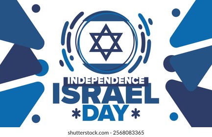 Israel Independence Day. National holiday, celebrated annual. Israel flag. Star of David, jewish symbol. Patriotic sign and elements. Poster, card, banner and background. Vector illustration