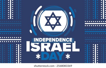 Israel Independence Day. National holiday, celebrated annual. Israel flag. Star of David, jewish symbol. Patriotic sign and elements. Poster, card, banner and background. Vector illustration