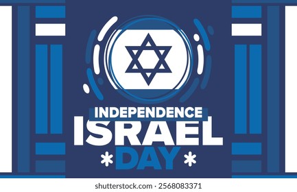 Israel Independence Day. National holiday, celebrated annual. Israel flag. Star of David, jewish symbol. Patriotic sign and elements. Poster, card, banner and background. Vector illustration