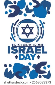 Israel Independence Day. National holiday, celebrated annual. Israel flag. Star of David, jewish symbol. Patriotic sign and elements. Poster, card, banner and background. Vector illustration