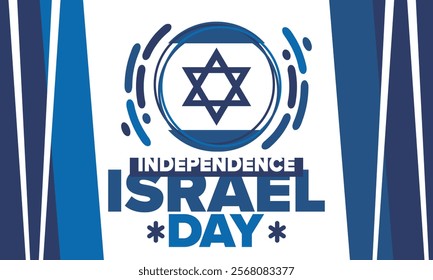 Israel Independence Day. National holiday, celebrated annual. Israel flag. Star of David, jewish symbol. Patriotic sign and elements. Poster, card, banner and background. Vector illustration