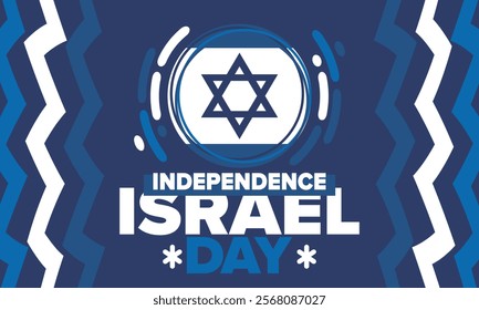 Israel Independence Day. National holiday, celebrated annual. Israel flag. Star of David, jewish symbol. Patriotic sign and elements. Poster, card, banner and background. Vector illustration