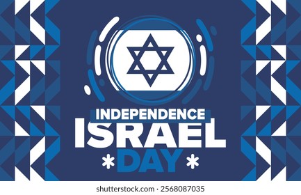 Israel Independence Day. National holiday, celebrated annual. Israel flag. Star of David, jewish symbol. Patriotic sign and elements. Poster, card, banner and background. Vector illustration