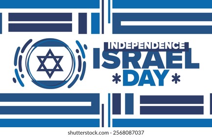 Israel Independence Day. National holiday, celebrated annual. Israel flag. Star of David, jewish symbol. Patriotic sign and elements. Poster, card, banner and background. Vector illustration