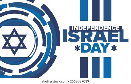 Israel Independence Day. National holiday, celebrated annual. Israel flag. Star of David, jewish symbol. Patriotic sign and elements. Poster, card, banner and background. Vector illustration