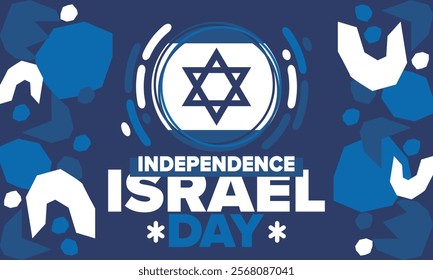 Israel Independence Day. National holiday, celebrated annual. Israel flag. Star of David, jewish symbol. Patriotic sign and elements. Poster, card, banner and background. Vector illustration