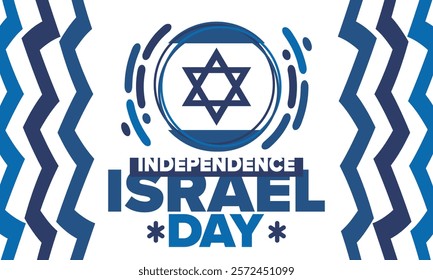 Israel Independence Day. National holiday, celebrated annual. Israel flag. Star of David, jewish symbol. Patriotic sign and elements. Poster, card, banner and background. Vector illustration