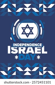 Israel Independence Day. National holiday, celebrated annual. Israel flag. Star of David, jewish symbol. Patriotic sign and elements. Poster, card, banner and background. Vector illustration