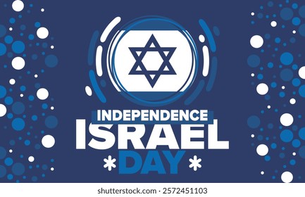 Israel Independence Day. National holiday, celebrated annual. Israel flag. Star of David, jewish symbol. Patriotic sign and elements. Poster, card, banner and background. Vector illustration