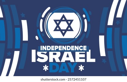 Israel Independence Day. National holiday, celebrated annual. Israel flag. Star of David, jewish symbol. Patriotic sign and elements. Poster, card, banner and background. Vector illustration