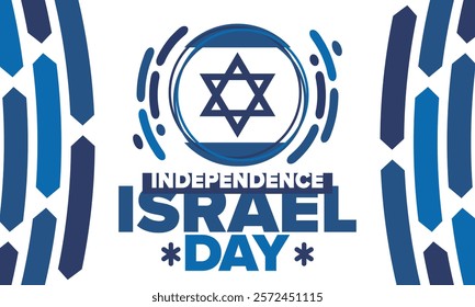 Israel Independence Day. National holiday, celebrated annual. Israel flag. Star of David, jewish symbol. Patriotic sign and elements. Poster, card, banner and background. Vector illustration