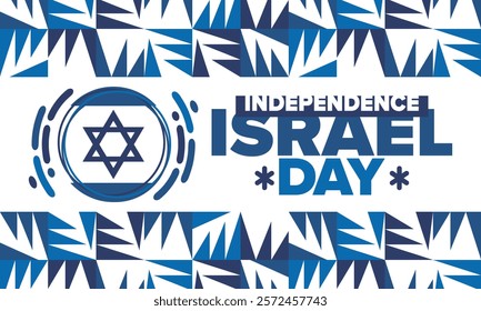 Israel Independence Day. National holiday, celebrated annual. Israel flag. Star of David, jewish symbol. Patriotic sign and elements. Poster, card, banner and background. Vector illustration