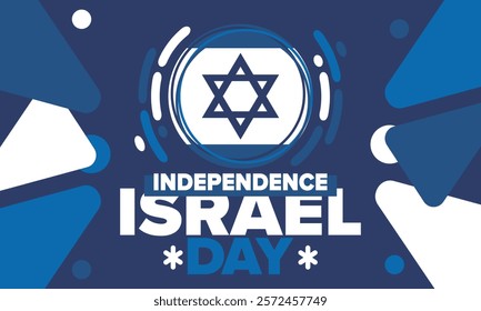 Israel Independence Day. National holiday, celebrated annual. Israel flag. Star of David, jewish symbol. Patriotic sign and elements. Poster, card, banner and background. Vector illustration