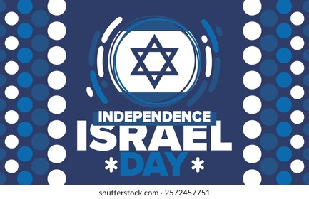 Israel Independence Day. National holiday, celebrated annual. Israel flag. Star of David, jewish symbol. Patriotic sign and elements. Poster, card, banner and background. Vector illustration