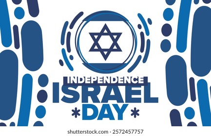 Israel Independence Day. National holiday, celebrated annual. Israel flag. Star of David, jewish symbol. Patriotic sign and elements. Poster, card, banner and background. Vector illustration