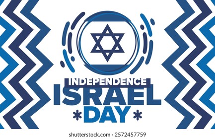 Israel Independence Day. National holiday, celebrated annual. Israel flag. Star of David, jewish symbol. Patriotic sign and elements. Poster, card, banner and background. Vector illustration