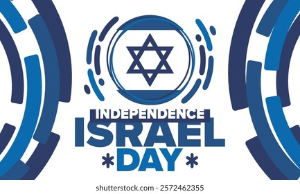 Israel Independence Day. National holiday, celebrated annual. Israel flag. Star of David, jewish symbol. Patriotic sign and elements. Poster, card, banner and background. Vector illustration