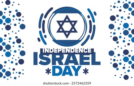 Israel Independence Day. National holiday, celebrated annual. Israel flag. Star of David, jewish symbol. Patriotic sign and elements. Poster, card, banner and background. Vector illustration