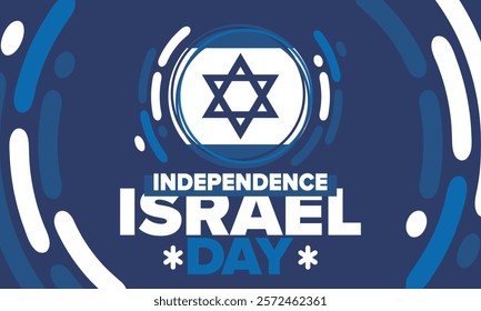 Israel Independence Day. National holiday, celebrated annual. Israel flag. Star of David, jewish symbol. Patriotic sign and elements. Poster, card, banner and background. Vector illustration