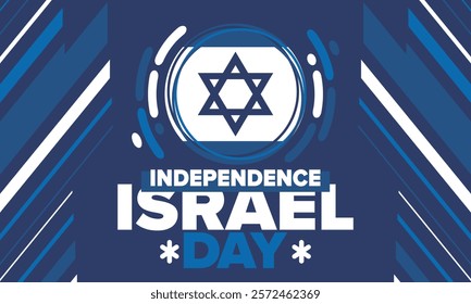 Israel Independence Day. National holiday, celebrated annual. Israel flag. Star of David, jewish symbol. Patriotic sign and elements. Poster, card, banner and background. Vector illustration