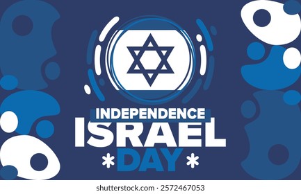 Israel Independence Day. National holiday, celebrated annual. Israel flag. Star of David, jewish symbol. Patriotic sign and elements. Poster, card, banner and background. Vector illustration