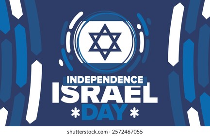 Israel Independence Day. National holiday, celebrated annual. Israel flag. Star of David, jewish symbol. Patriotic sign and elements. Poster, card, banner and background. Vector illustration