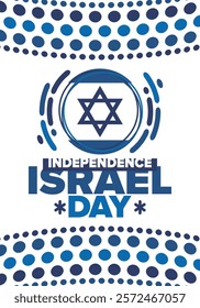 Israel Independence Day. National holiday, celebrated annual. Israel flag. Star of David, jewish symbol. Patriotic sign and elements. Poster, card, banner and background. Vector illustration