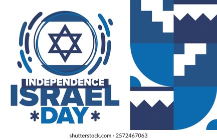 Israel Independence Day. National holiday, celebrated annual. Israel flag. Star of David, jewish symbol. Patriotic sign and elements. Poster, card, banner and background. Vector illustration