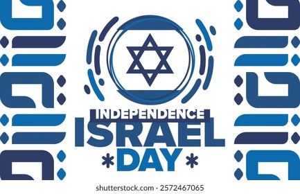 Israel Independence Day. National holiday, celebrated annual. Israel flag. Star of David, jewish symbol. Patriotic sign and elements. Poster, card, banner and background. Vector illustration