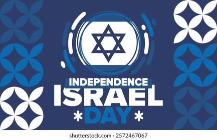 Israel Independence Day. National holiday, celebrated annual. Israel flag. Star of David, jewish symbol. Patriotic sign and elements. Poster, card, banner and background. Vector illustration