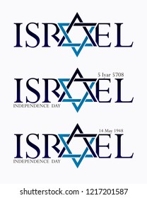 Israel Independence day text design graphic vector.