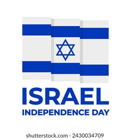 Israel Independence Day typography poster. Jewish holiday celebrate in April or May. Vector template for greeting card,  banner, flyer, postcard, etc