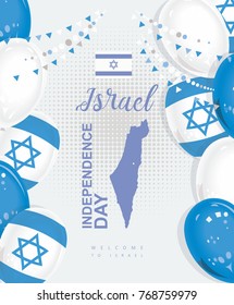 Israel Independence day vector greeting card in modern style