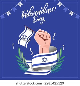 Israel Independence Day Vector Illustration with Flag and David Star Design