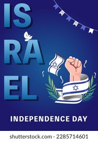 Israel Independence Day Vector Illustration with Flag and David Star Design