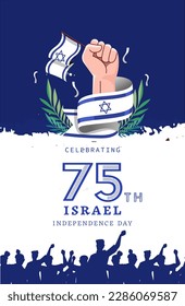 Ilustración del vector del Día de la Independencia de Israel con bandera y diseño de David Star