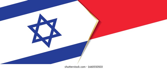 Israel and Indonesia flags, two vector flags symbol of relationship or confrontation.