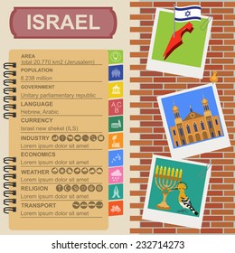 Israel  infographics, statistical data, sights. Vector illustration