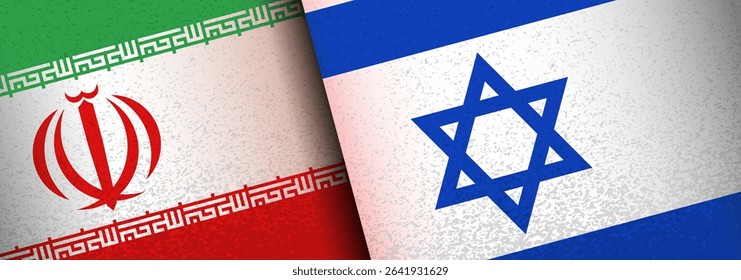 Israel Iran flags background, web, banner, wallpaper for text. Conflict war,  negotiations, invasion, sanctions partnership template presentations, conferences
