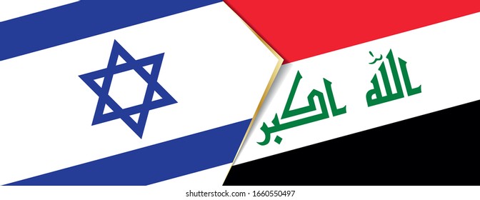 Israel and Iraq flags, two vector flags symbol of relationship or confrontation.