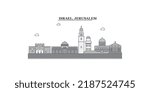 Israel, Jerusalem city skyline isolated vector illustration, icons