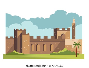 Israel Jerusalem Old City The Tower Of David vector illustration