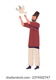 israel jeweish man with peace dove character