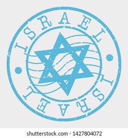 Israel Jewish Stamp. Star David Silhouette Seal. Round Design. Vector Icon. Design Retro Insignia.