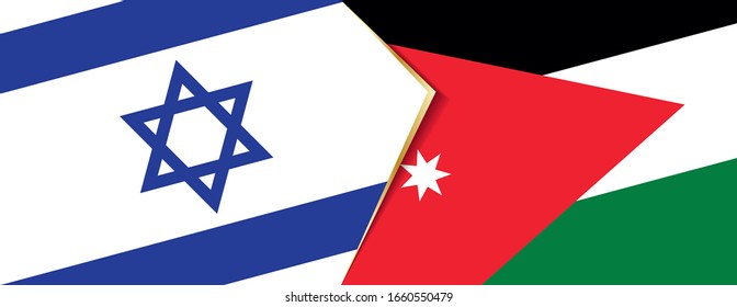 Israel and Jordan flags, two vector flags symbol of relationship or confrontation.