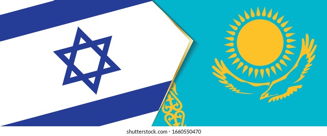 Israel and Kazakhstan flags, two vector flags symbol of relationship or confrontation.