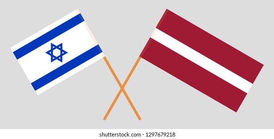 Israel and Latvia. The Israeli and Latvian flags. Official colors. Correct proportion. Vector illustration