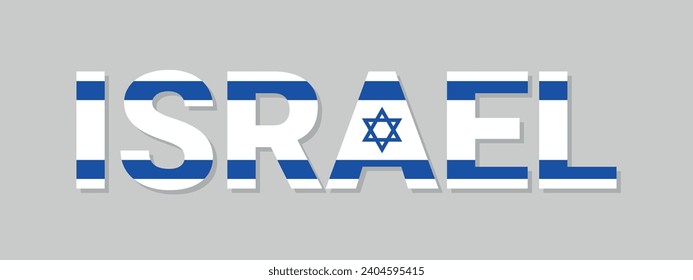 Israel letters in israeli flag colors, vector design element