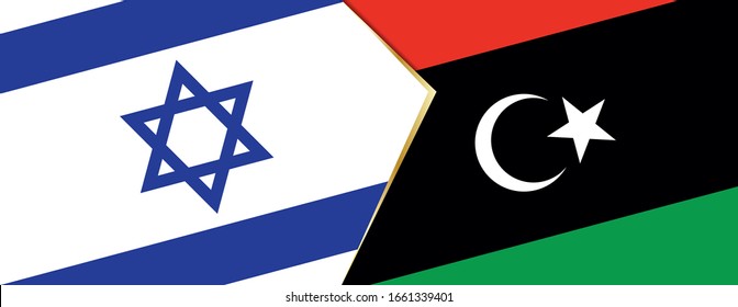 Israel and Libya flags, two vector flags symbol of relationship or confrontation.